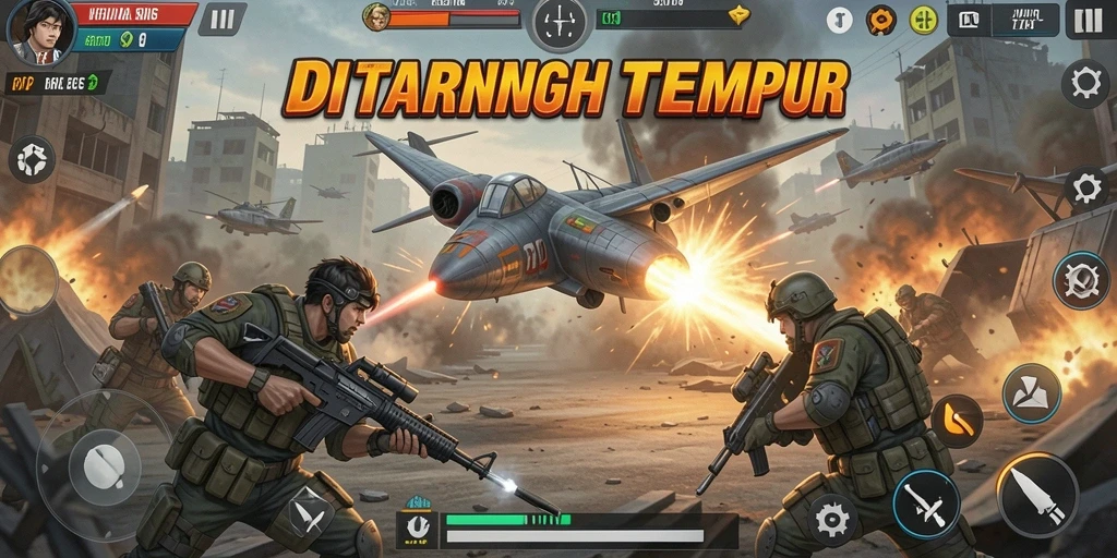 Tampilan gameplay F7F7 yang menegangkan di arena pertarungan.