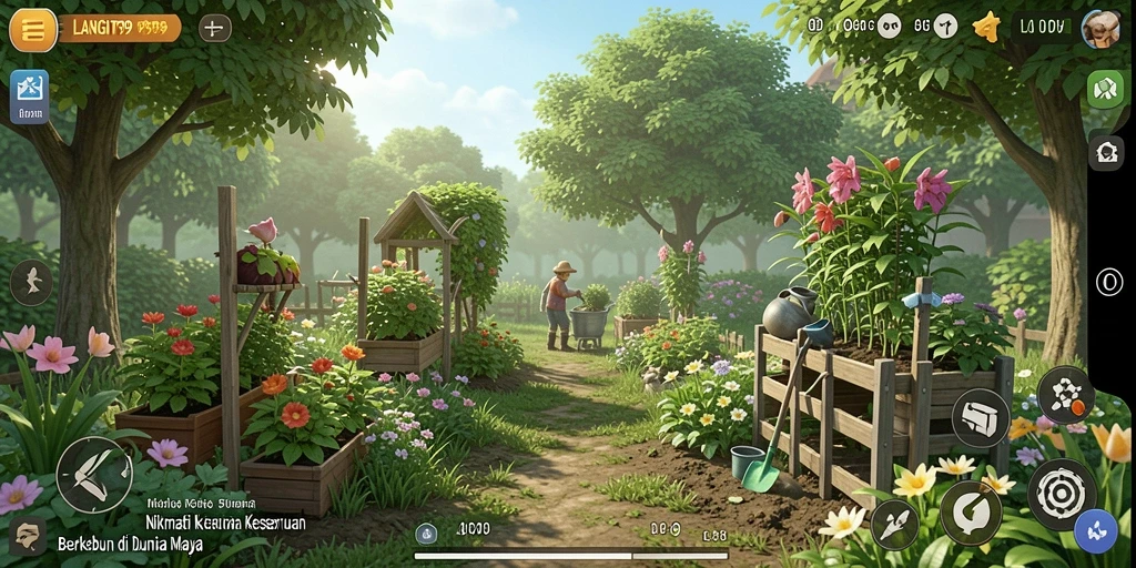 Tampilan gameplay LANGIT99 yang menarik saat berkebun di ladang.