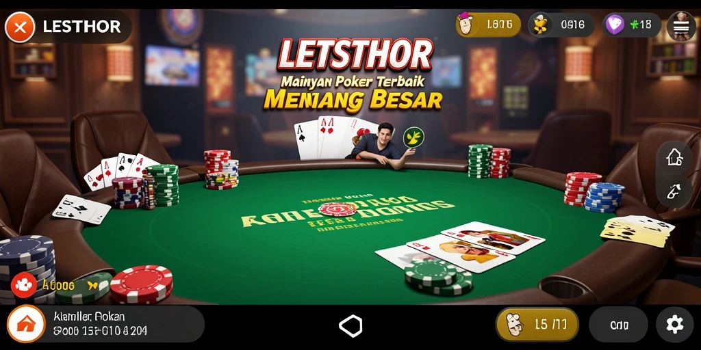 Gameplay seru LETSTHOR dengan pemain poker lainnya.