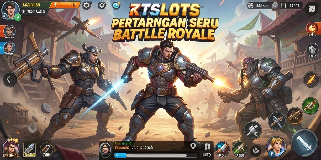 Screenshot RTSLOTS menampilkan pertempuran intense dalam permainan Battle Royale.
