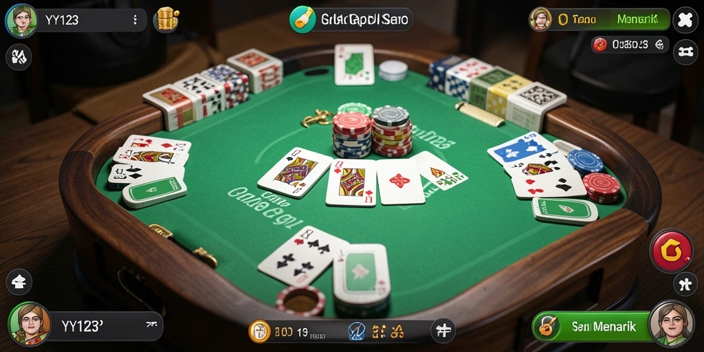Screenshot YY123 menampilkan aksi seru permainan Gaple.